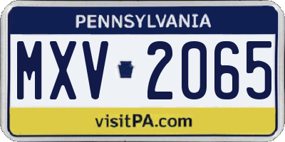 PA license plate MXV2065