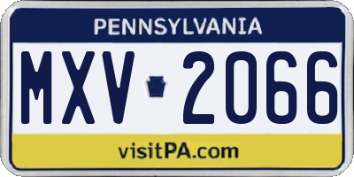 PA license plate MXV2066