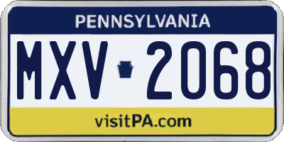 PA license plate MXV2068