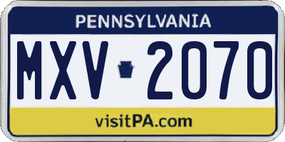 PA license plate MXV2070