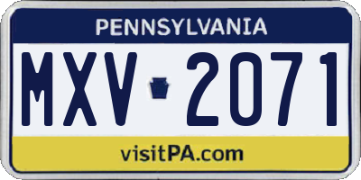 PA license plate MXV2071