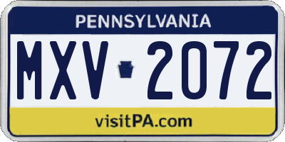 PA license plate MXV2072