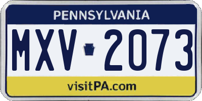 PA license plate MXV2073
