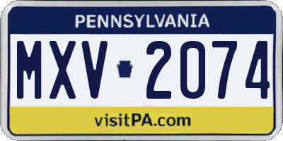 PA license plate MXV2074