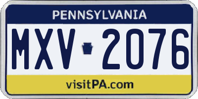 PA license plate MXV2076