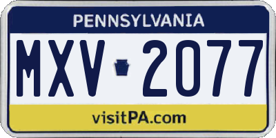 PA license plate MXV2077