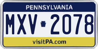PA license plate MXV2078