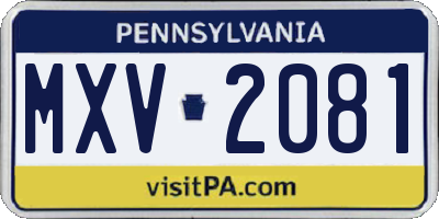 PA license plate MXV2081