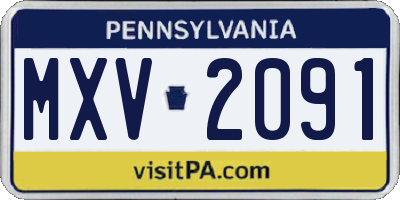 PA license plate MXV2091