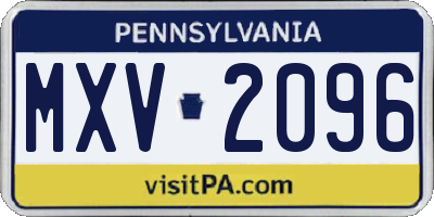 PA license plate MXV2096