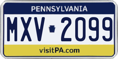 PA license plate MXV2099