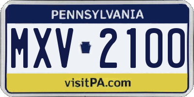 PA license plate MXV2100