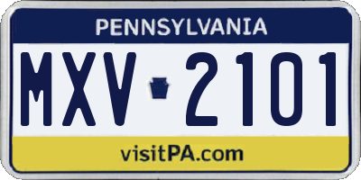 PA license plate MXV2101