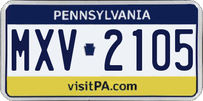 PA license plate MXV2105