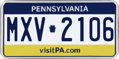 PA license plate MXV2106