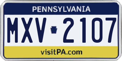 PA license plate MXV2107