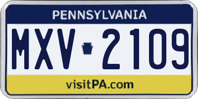 PA license plate MXV2109