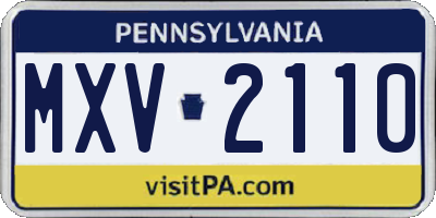 PA license plate MXV2110