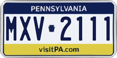 PA license plate MXV2111