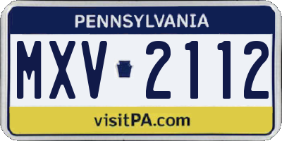 PA license plate MXV2112