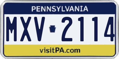 PA license plate MXV2114