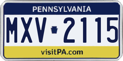 PA license plate MXV2115