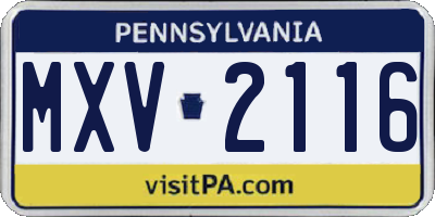 PA license plate MXV2116