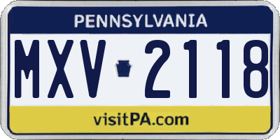 PA license plate MXV2118