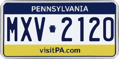 PA license plate MXV2120