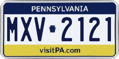 PA license plate MXV2121