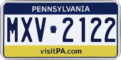 PA license plate MXV2122