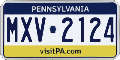 PA license plate MXV2124
