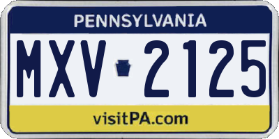 PA license plate MXV2125