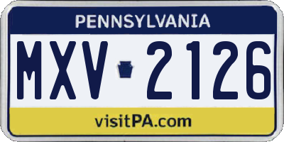 PA license plate MXV2126