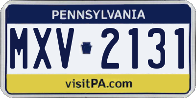 PA license plate MXV2131