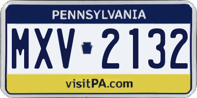 PA license plate MXV2132