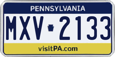 PA license plate MXV2133