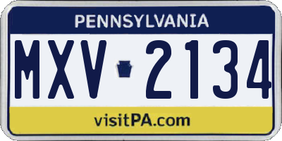 PA license plate MXV2134