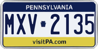 PA license plate MXV2135