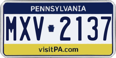 PA license plate MXV2137