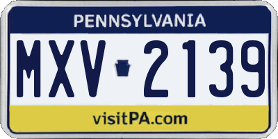 PA license plate MXV2139