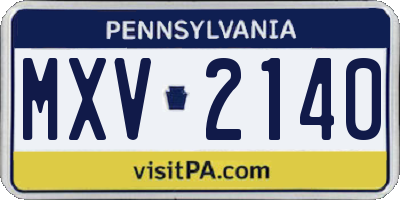 PA license plate MXV2140