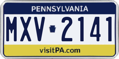 PA license plate MXV2141