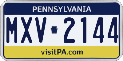 PA license plate MXV2144