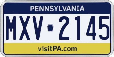 PA license plate MXV2145