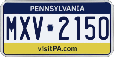 PA license plate MXV2150