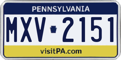 PA license plate MXV2151