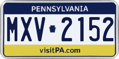 PA license plate MXV2152