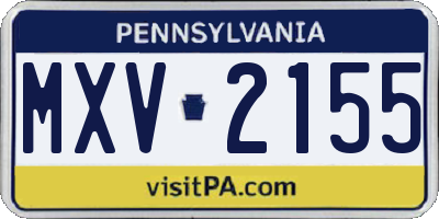 PA license plate MXV2155