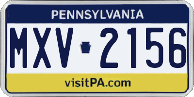PA license plate MXV2156